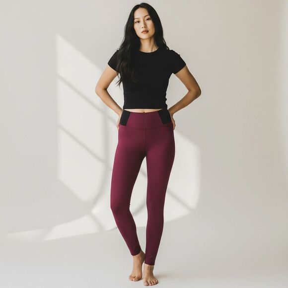 Burgundy Maroon Spandex Stretchy Skinny Tight Jeggings with pockets size M - Picture 1 of 13